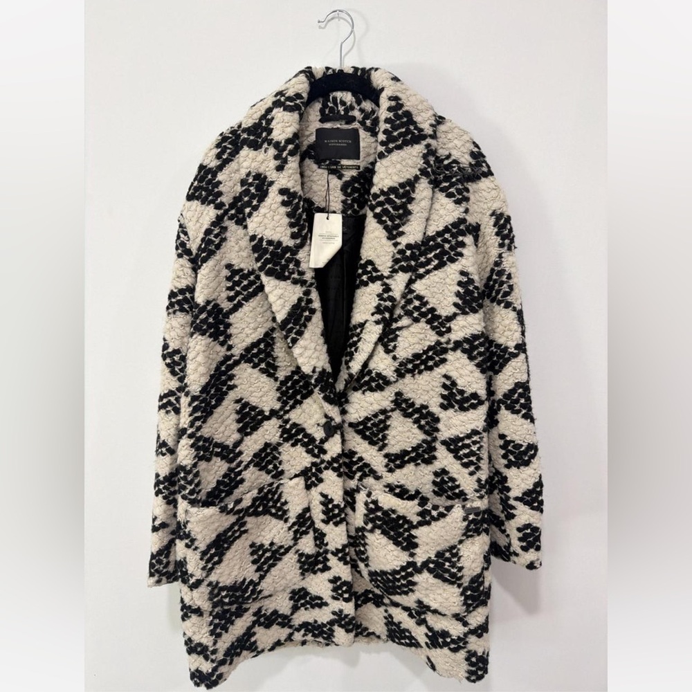 New with tag Maison Scotch Scotch & Soda Geometric cocoon coat jacket